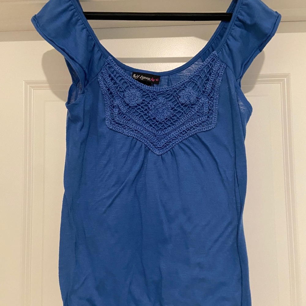 Blue Blouse with Floral Design